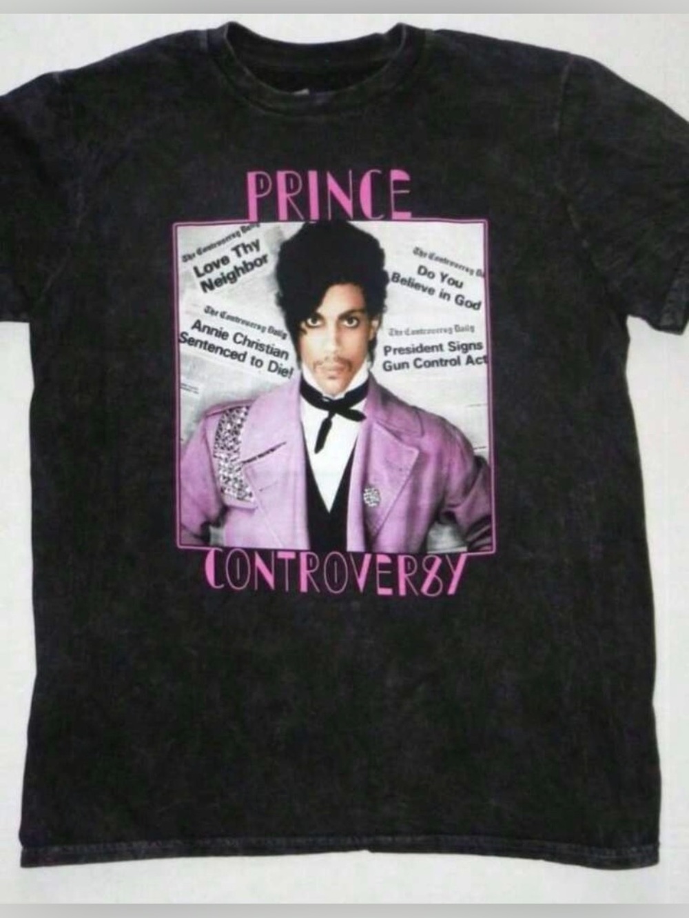 Prince Black Tee with Pink Graphic size small new